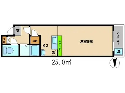 錦プラザ(1K/4階)の間取り写真