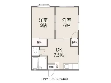 ドルフ矢作(2DK/1階)の間取り写真