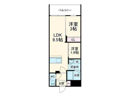 KUZE市川(1SLDK/2階)の間取り写真