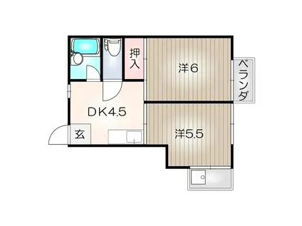 サンデンハイツ(2DK/3階)の間取り写真