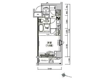 XEBEC赤羽(1K/5階)の間取り写真