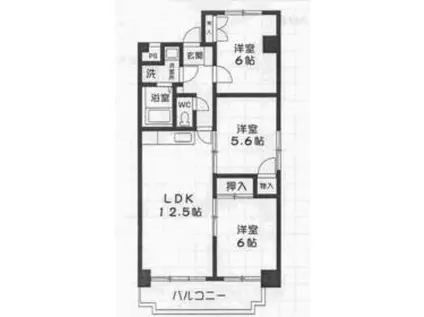 ルビコン南橋本(3LDK/4階)の間取り写真