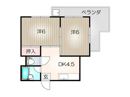 サンデンハイツ(2DK/3階)の間取り写真