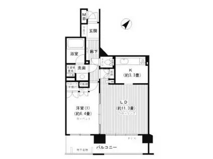 パークハイム池田ヒルズガーデン(1LDK/1階)の間取り写真