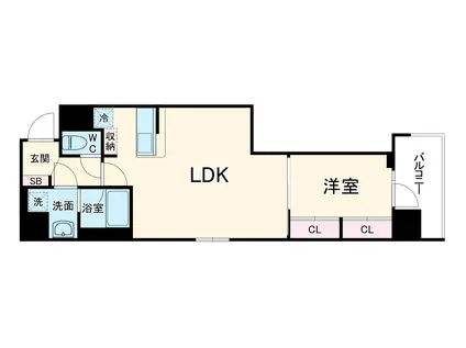 PARK LANE KUJO(1LDK/14階)の間取り写真