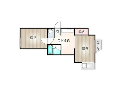 サンデンハイツ(2DK/4階)の間取り写真