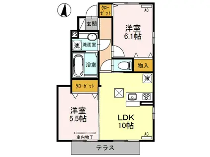 アーバンコートA(2LDK/1階)の間取り写真