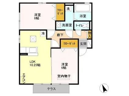 エトワール(2LDK/1階)の間取り写真