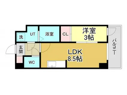 ビエラコート岸部中(1LDK/2階)の間取り写真