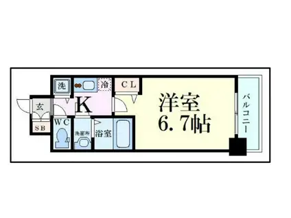 ベラジオ三国駅前(1K/6階)の間取り写真