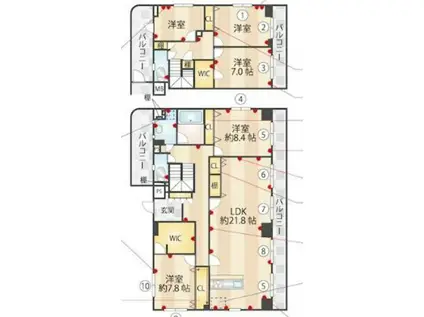 ニューガイア リルーム東葛西NO.76(4SLDK/13階)の間取り写真