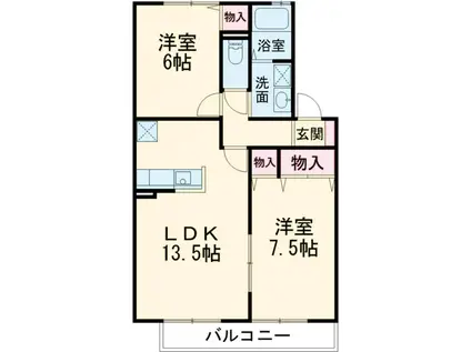 ドムス清華(2LDK/1階)の間取り写真