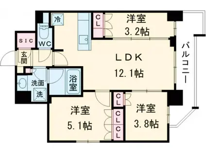 グランカーサ瑞江(3LDK/4階)の間取り写真