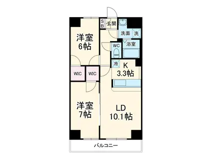 MELIV岩倉(2LDK/7階)の間取り写真