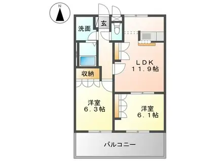 グリーンパークB(2LDK/2階)の間取り写真