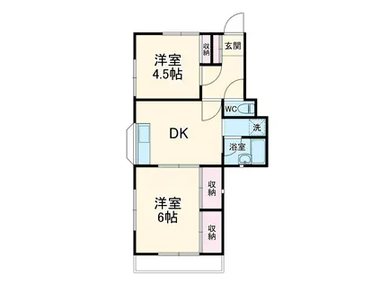 ラフォーレⅡ(2DK/2階)の間取り写真