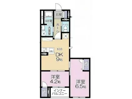 カサブランカ(2DK/1階)の間取り写真