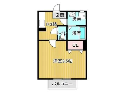 BEAUTIFUL LIFE(1K/2階)の間取り写真