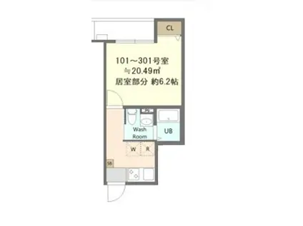 中新田A号棟(1K/2階)の間取り写真