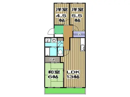 メゾンドアンジュ(3LDK/2階)の間取り写真