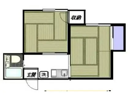 白峰コーポⅡ(2K/1階)の間取り写真