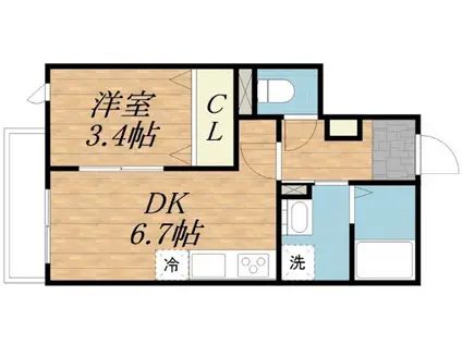 カーサ・マローネ(1DK/2階)の間取り写真