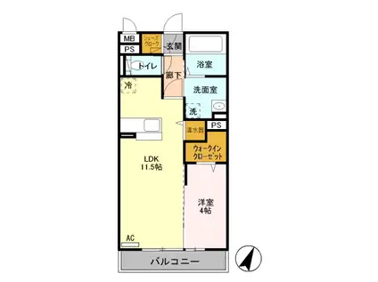 中央本線 日野駅(東京) 徒歩11分 3階建 築16年(1LDK/3階)の間取り写真