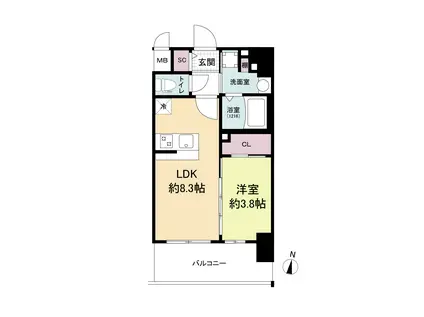 エスリードレジデンス梅田グランゲート(1LDK/6階)の間取り写真