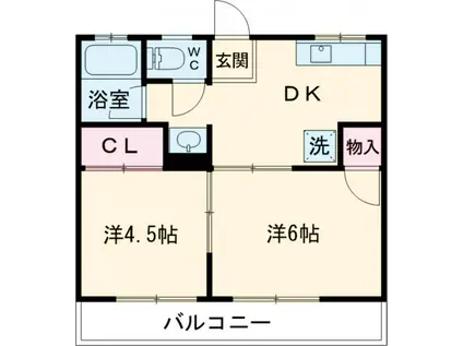 エレガンスマンション(2DK/1階)の間取り写真