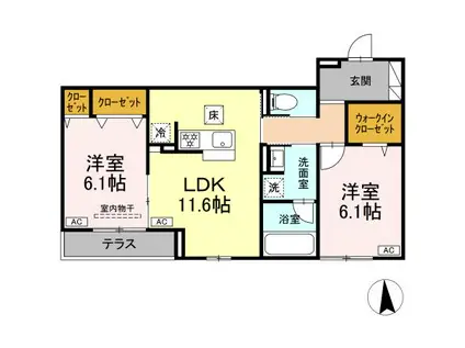 D-ROOM東葛西(2LDK/1階)の間取り写真