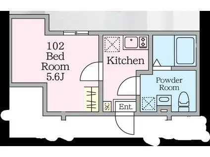 REBERTY元住吉(1K/1階)の間取り写真