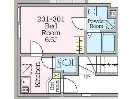 REBERTY元住吉(1K/2階)の間取り写真