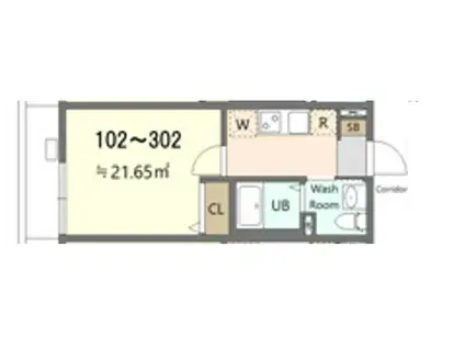 中新田B号棟(1K/1階)の間取り写真