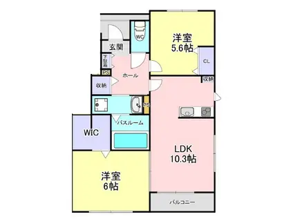 花客家B棟(2LDK/1階)の間取り写真