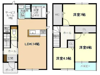 ＪＲ東海交通城北線 尾張星の宮駅 徒歩8分 1階建 築9年(3LDK)の間取り写真