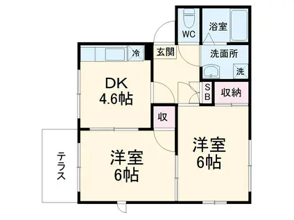 ガーデン ハイム A(2DK/2階)の間取り写真