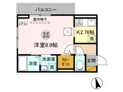 エバー葛城(1K/1階)の間取り写真