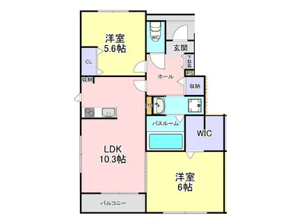 花客家B棟(2LDK/1階)の間取り写真