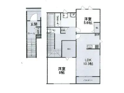 花客家B棟(2LDK/2階)の間取り写真