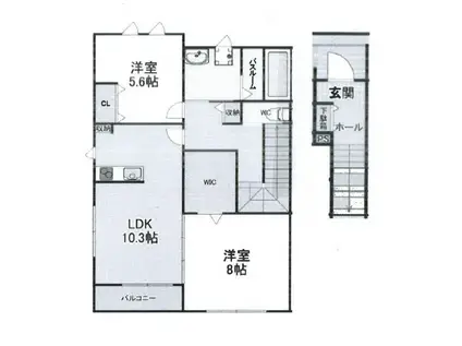 花客家B棟(2LDK/2階)の間取り写真