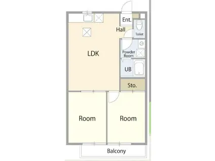 コーポ道半山B棟(2LDK/2階)の間取り写真