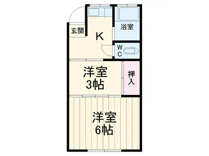 ユナイト石川町SANWA(2K/1階)の間取り写真
