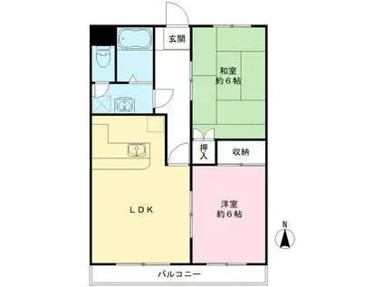 アビタシオン(2LDK/2階)の間取り写真