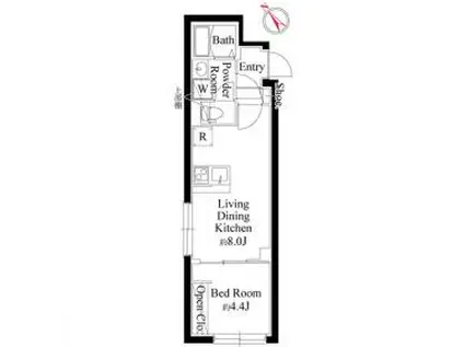 ラミィ北新宿(1LDK/2階)の間取り写真