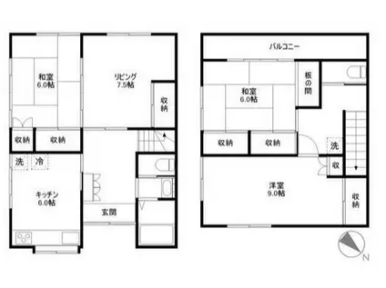 埼玉新都市交通 伊奈中央駅 徒歩9分 2階建 築40年(4DK)の間取り写真