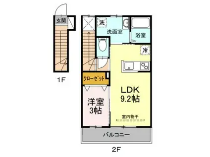 レジデンス花(1LDK/2階)の間取り写真