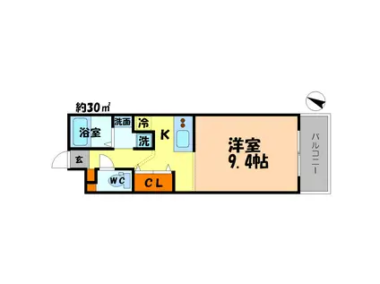 ルネスパル(ワンルーム/2階)の間取り写真