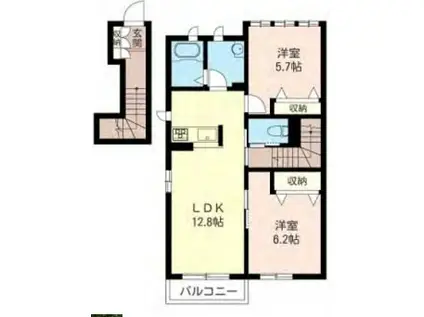 エスペランサⅡ番館(2LDK/2階)の間取り写真