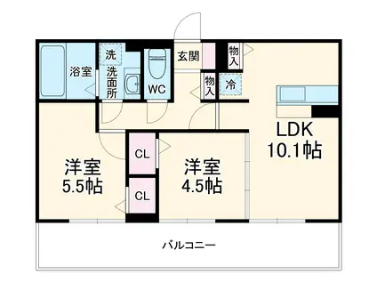 ピュア大里Ⅰ(2LDK/2階)の間取り写真