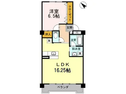 野本ハイツ駅西(1LDK/1階)の間取り写真